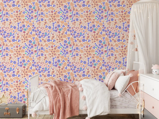 Cheerful Painted Meadow Bloom Wallpaper⁠