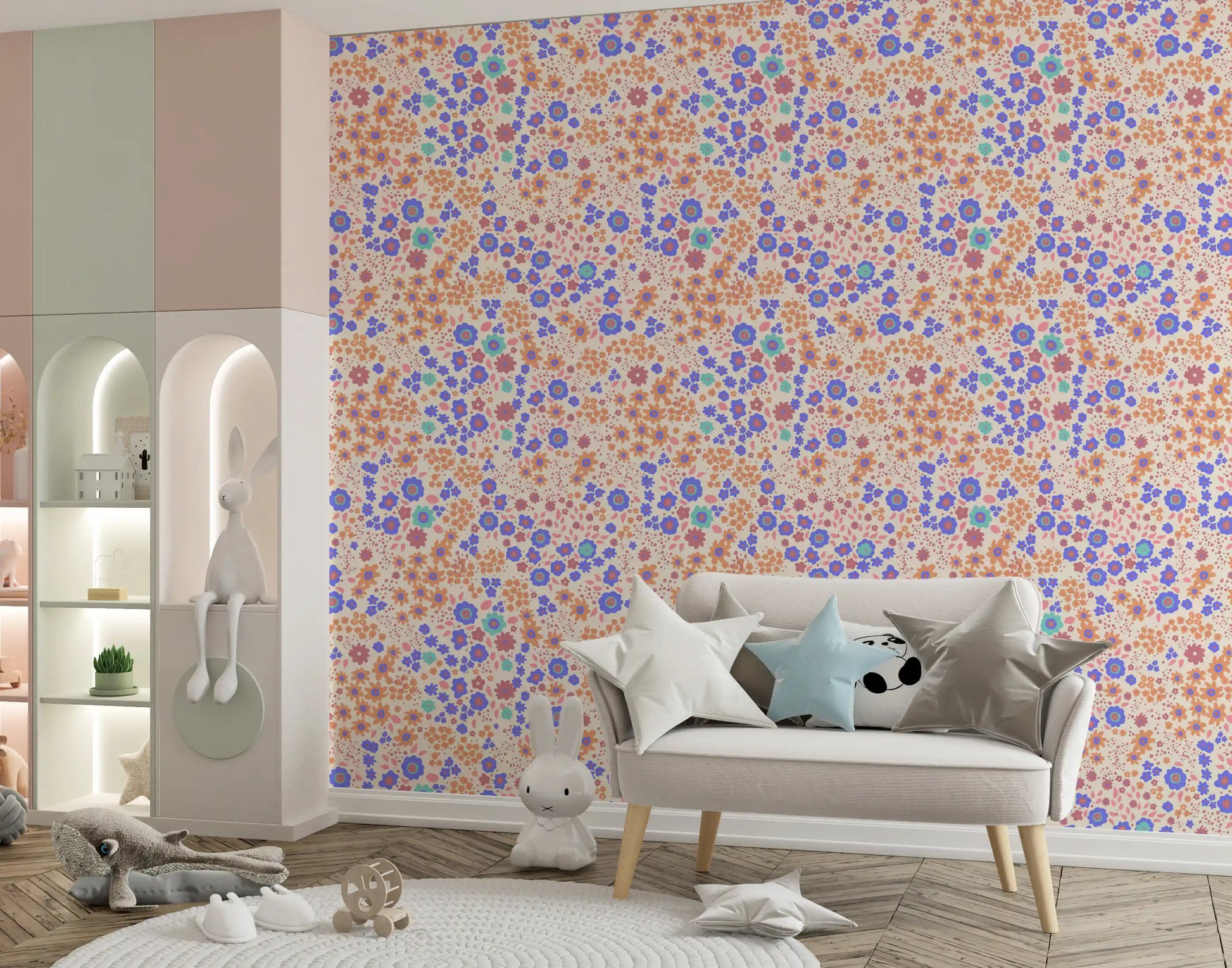 Cheerful Painted Meadow Bloom Wallpaper⁠
