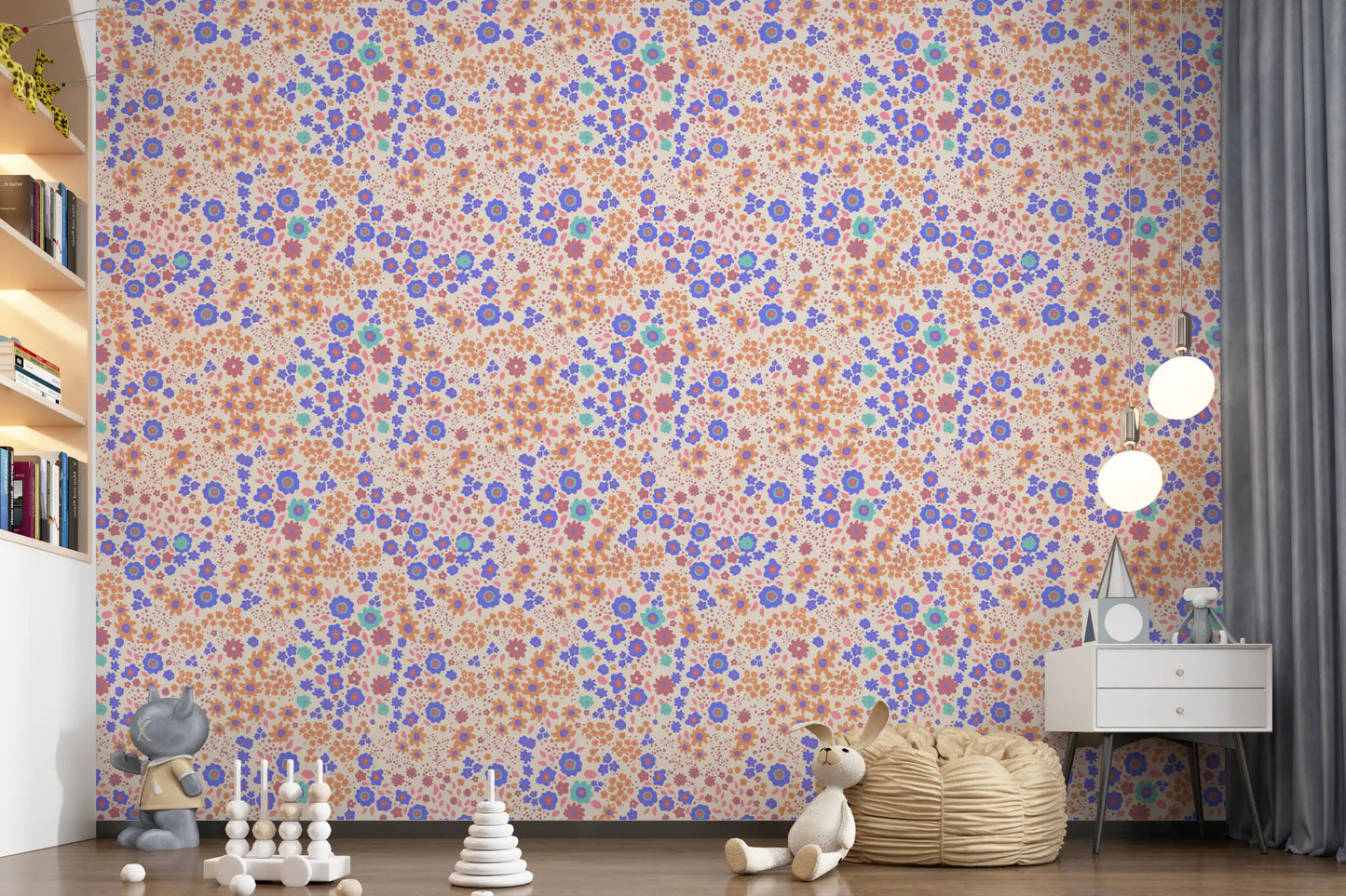 Cheerful Painted Meadow Bloom Wallpaper⁠