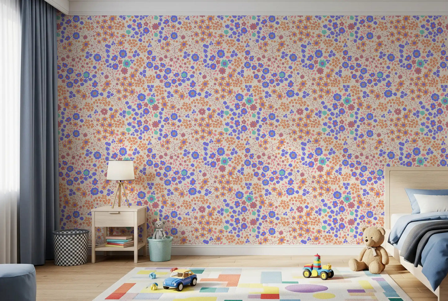 Cheerful Painted Meadow Bloom Wallpaper⁠
