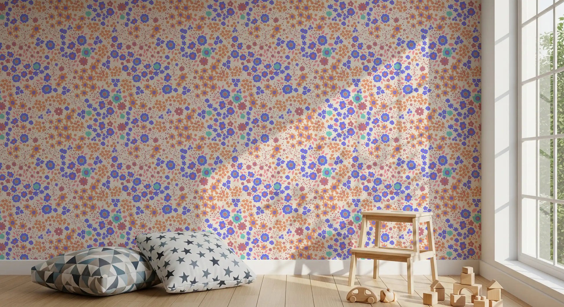 Cheerful Painted Meadow Bloom Wallpaper⁠