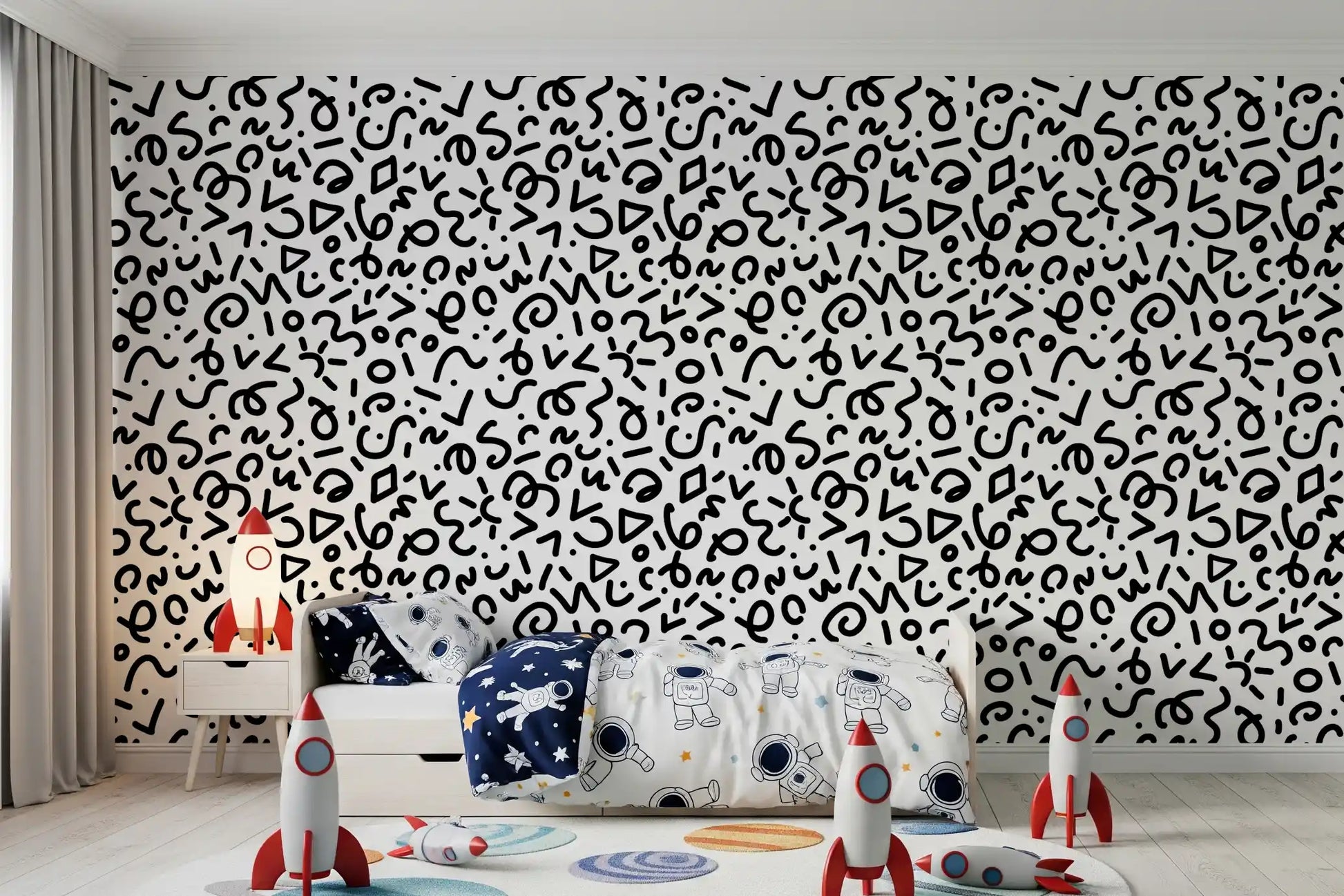Abstract Monochrome Doodles Wallpaper⁠