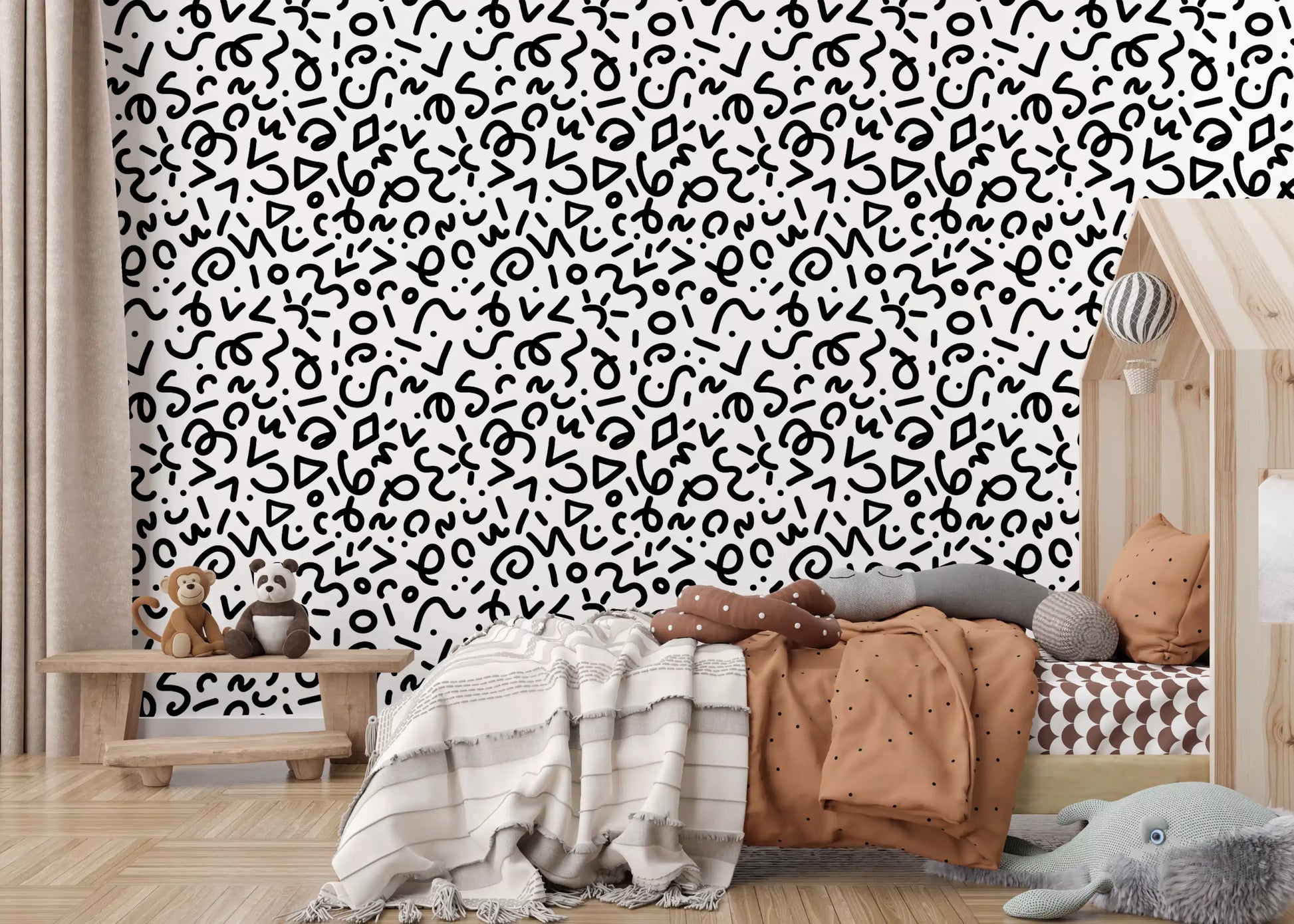 Abstract Monochrome Doodles Wallpaper⁠