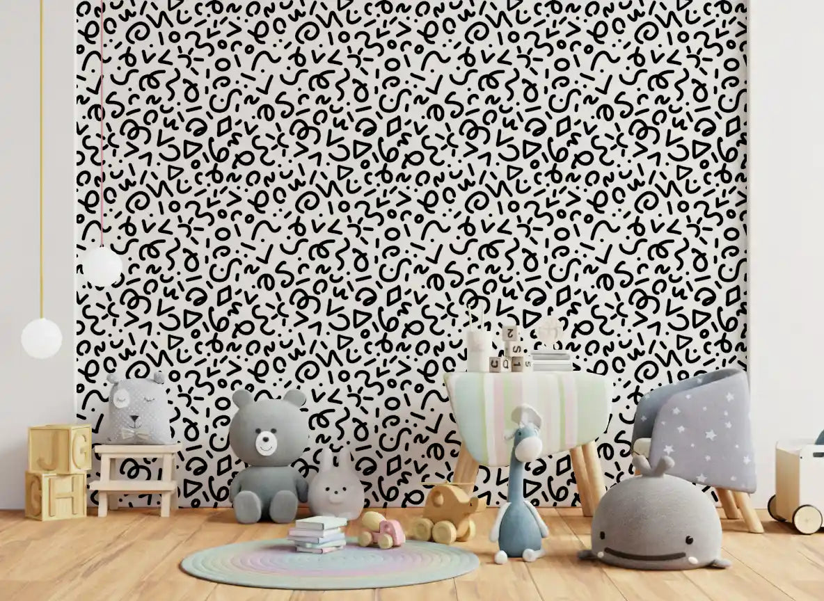 Abstract Monochrome Doodles Wallpaper⁠