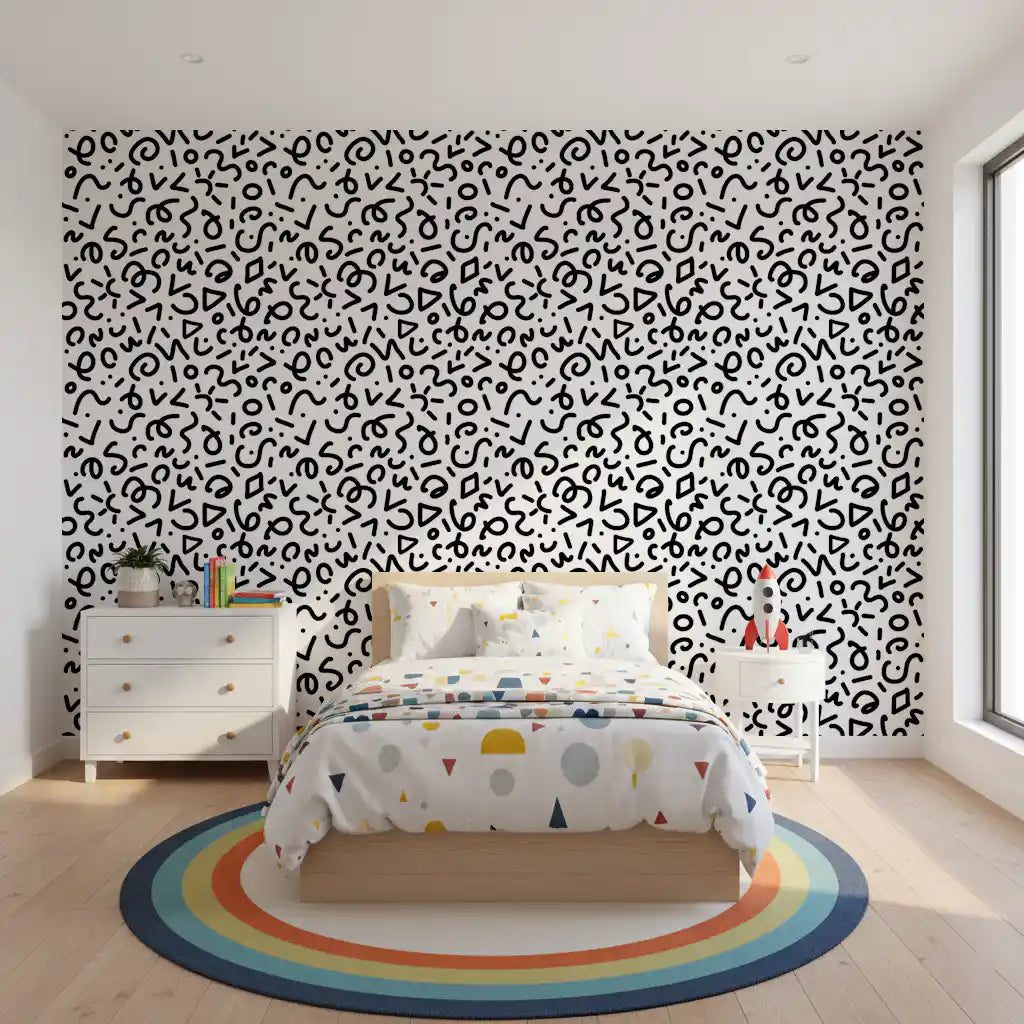 Abstract Monochrome Doodles Wallpaper⁠