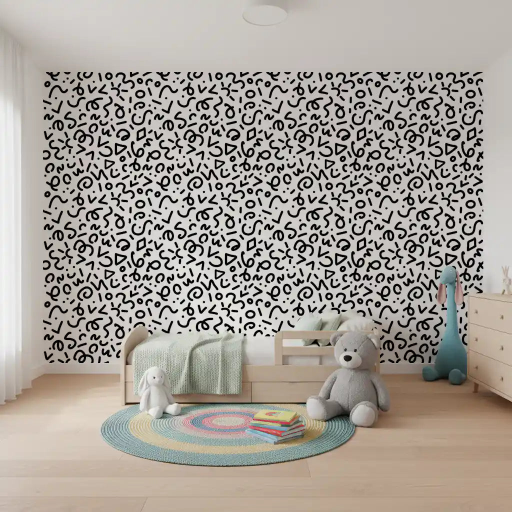 Abstract Monochrome Doodles Wallpaper⁠