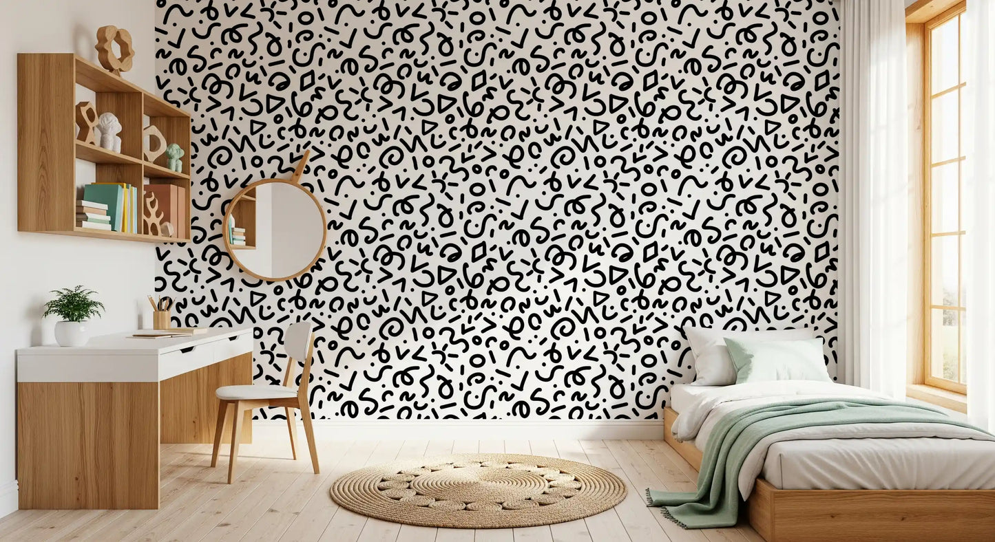 Abstract Monochrome Doodles Wallpaper⁠