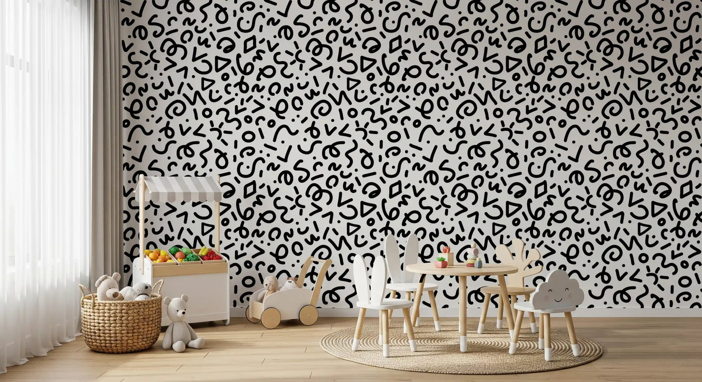 Abstract Monochrome Doodles Wallpaper⁠