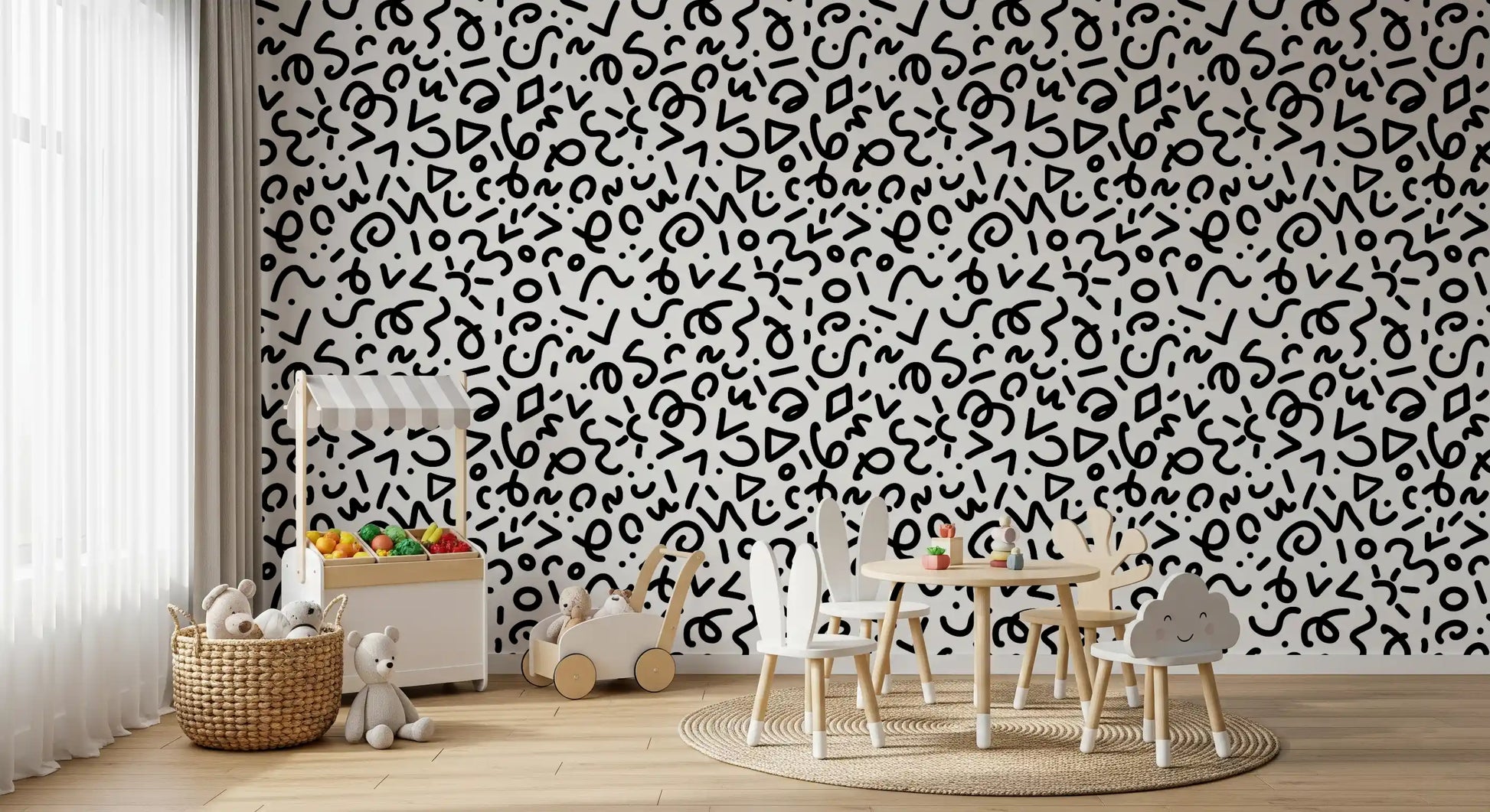 Abstract Monochrome Doodles Wallpaper⁠