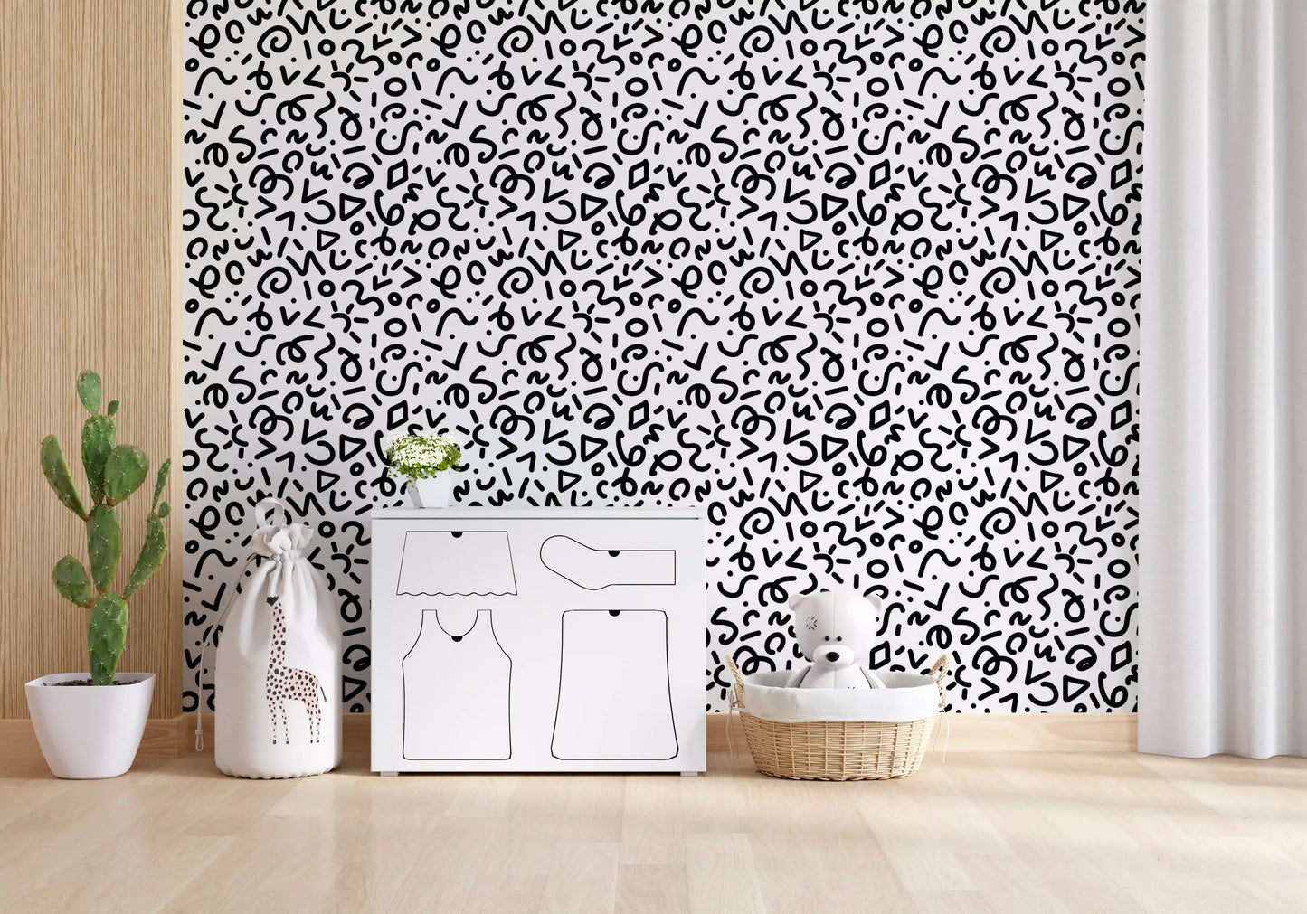 Abstract Monochrome Doodles Wallpaper⁠