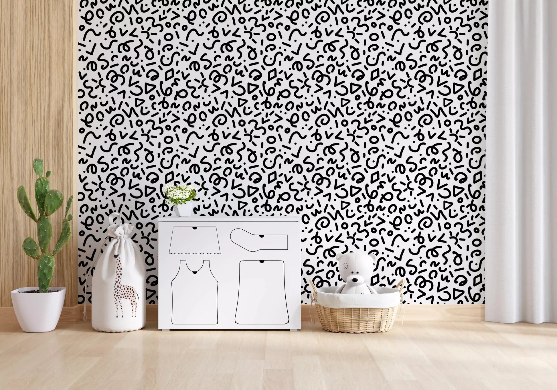 Abstract Monochrome Doodles Wallpaper⁠