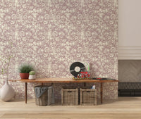 Muted Mauve Botanical Illustration Wallpaper⁠