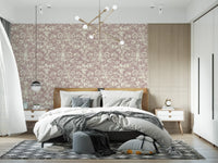 Muted Mauve Botanical Illustration Wallpaper⁠