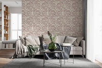 Muted Mauve Botanical Illustration Wallpaper⁠