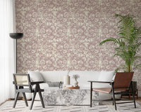 Muted Mauve Botanical Illustration Wallpaper⁠