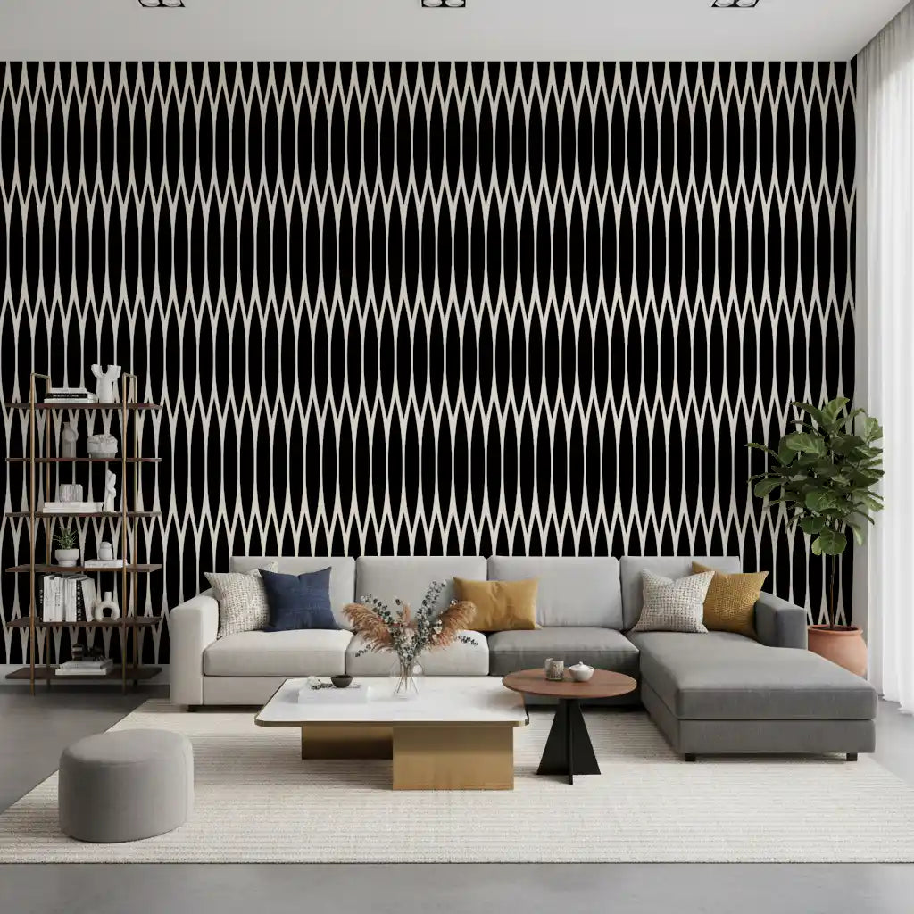 Minimalist Vertical Geometric Lattice Wallpaper⁠