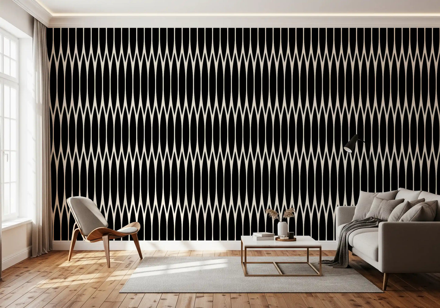 Minimalist Vertical Geometric Lattice Wallpaper⁠