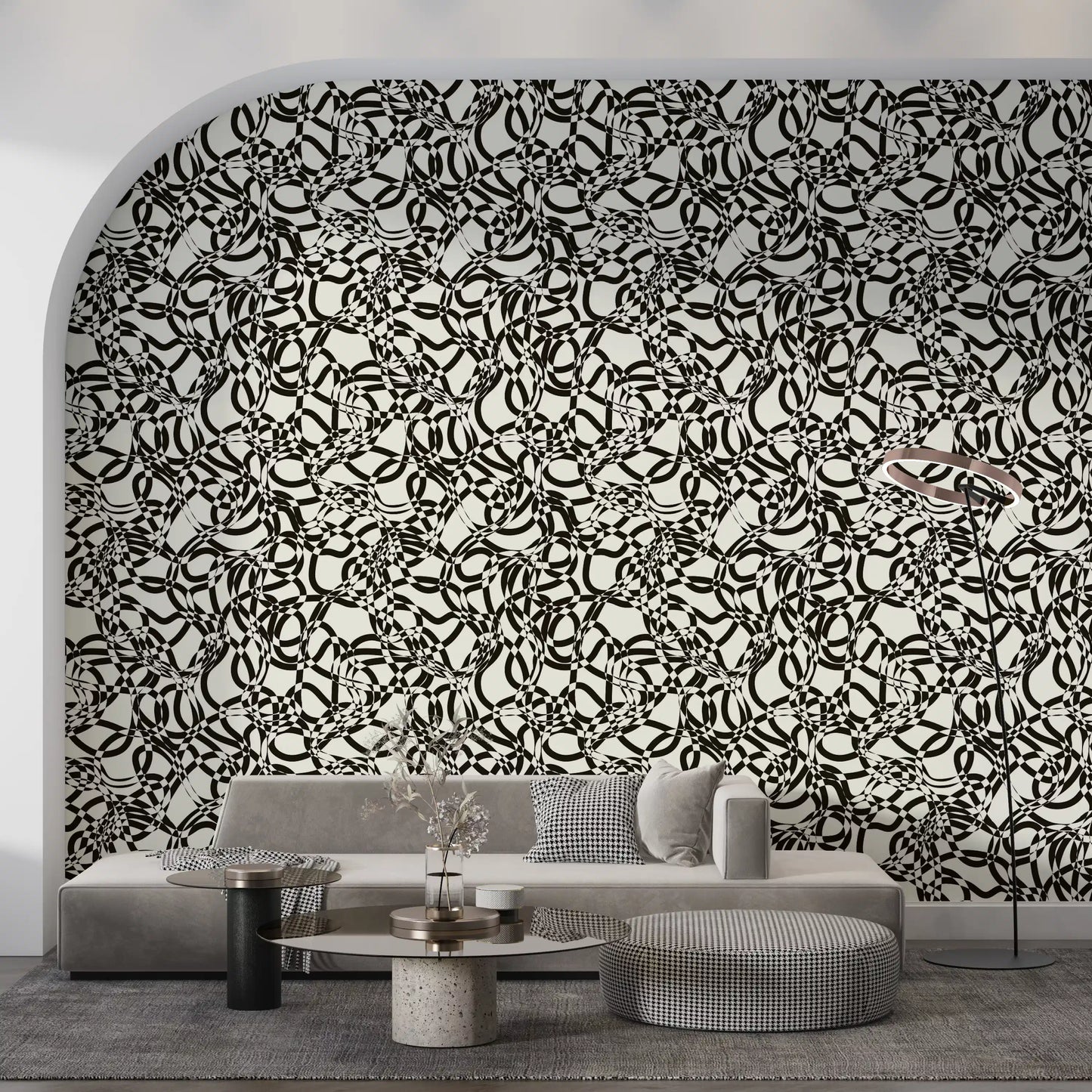 Interwoven Monochromatic Curves Wallpaper⁠