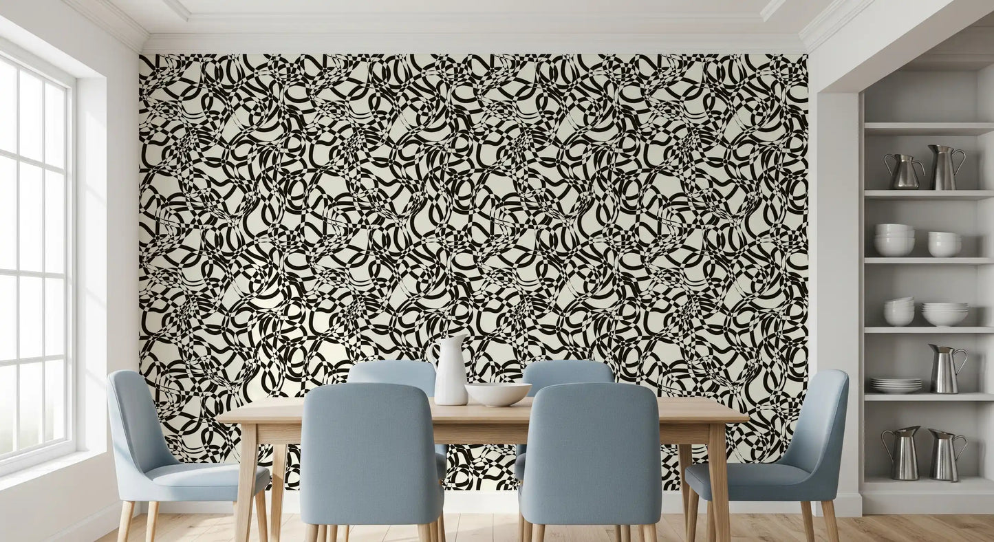 Interwoven Monochromatic Curves Wallpaper⁠