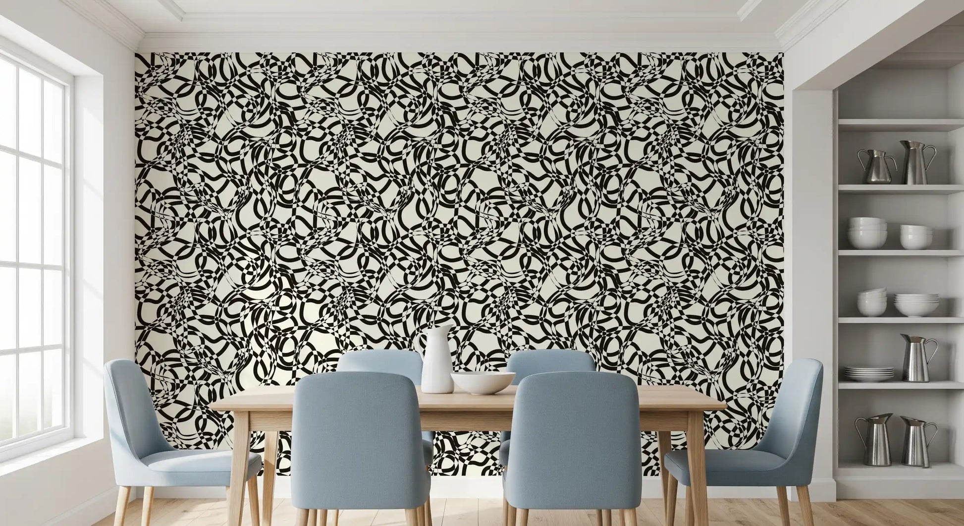 Interwoven Monochromatic Curves Wallpaper⁠