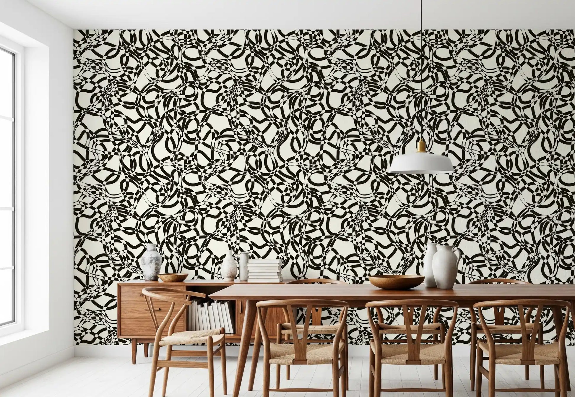 Interwoven Monochromatic Curves Wallpaper⁠