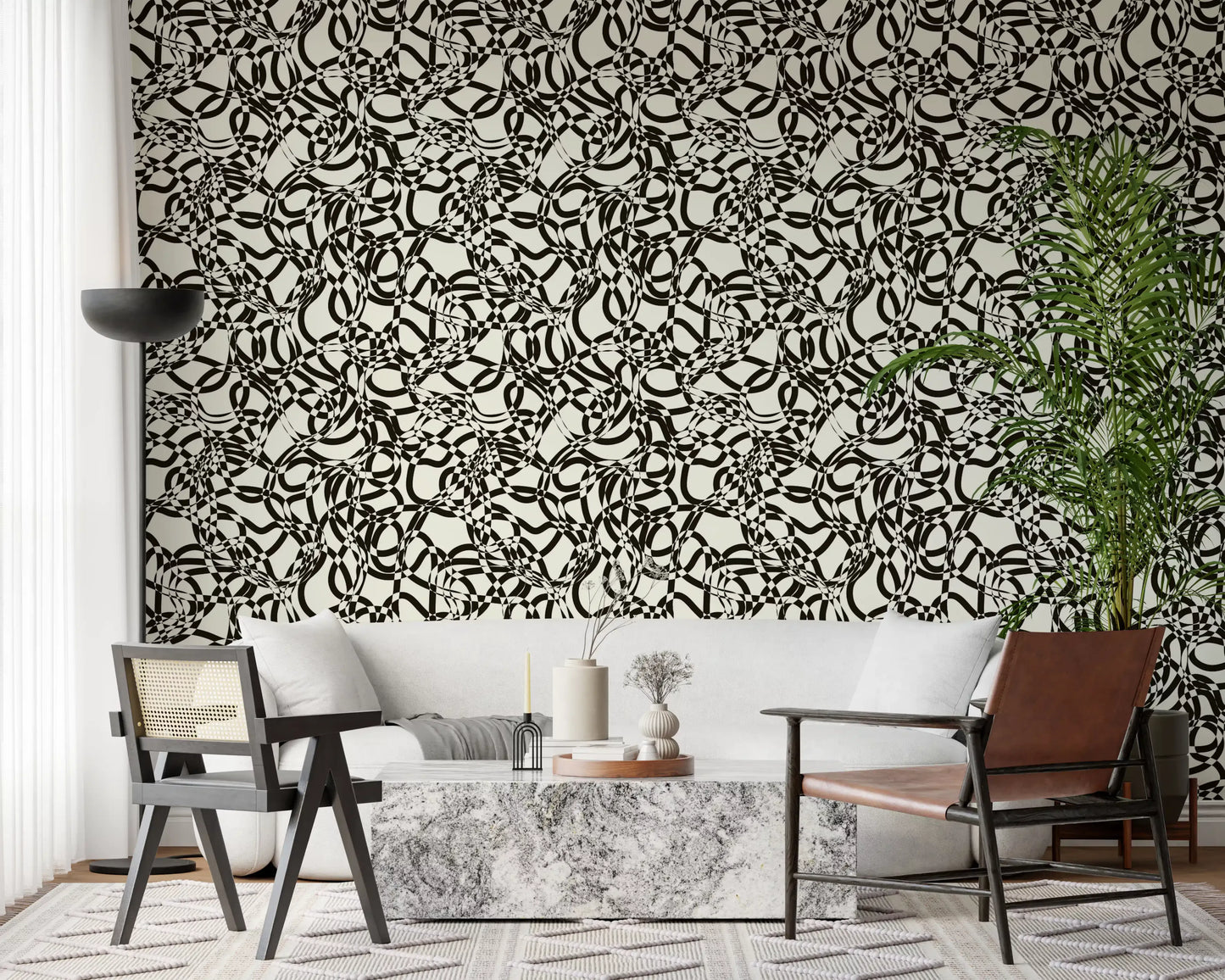 Interwoven Monochromatic Curves Wallpaper⁠
