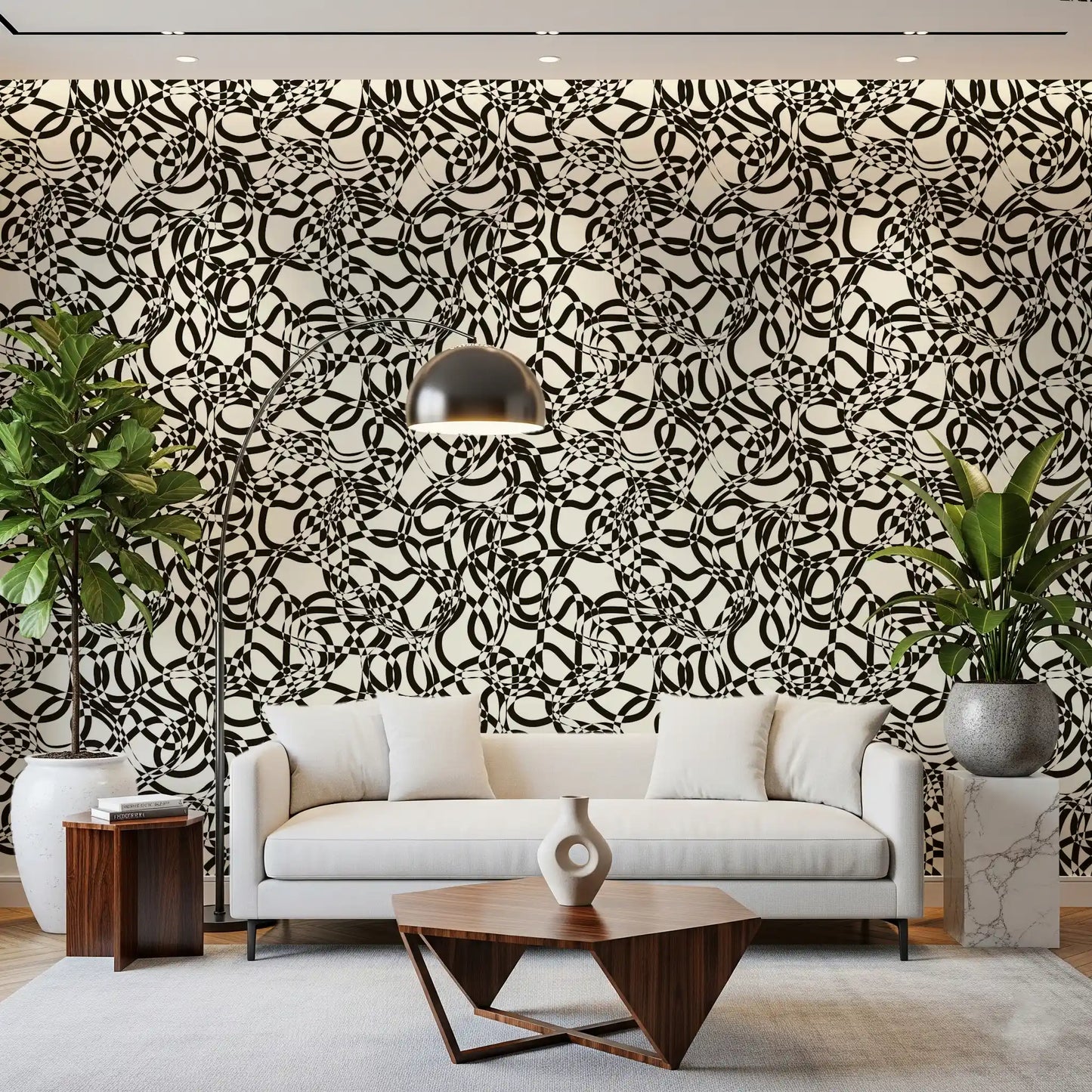 Interwoven Monochromatic Curves Wallpaper⁠