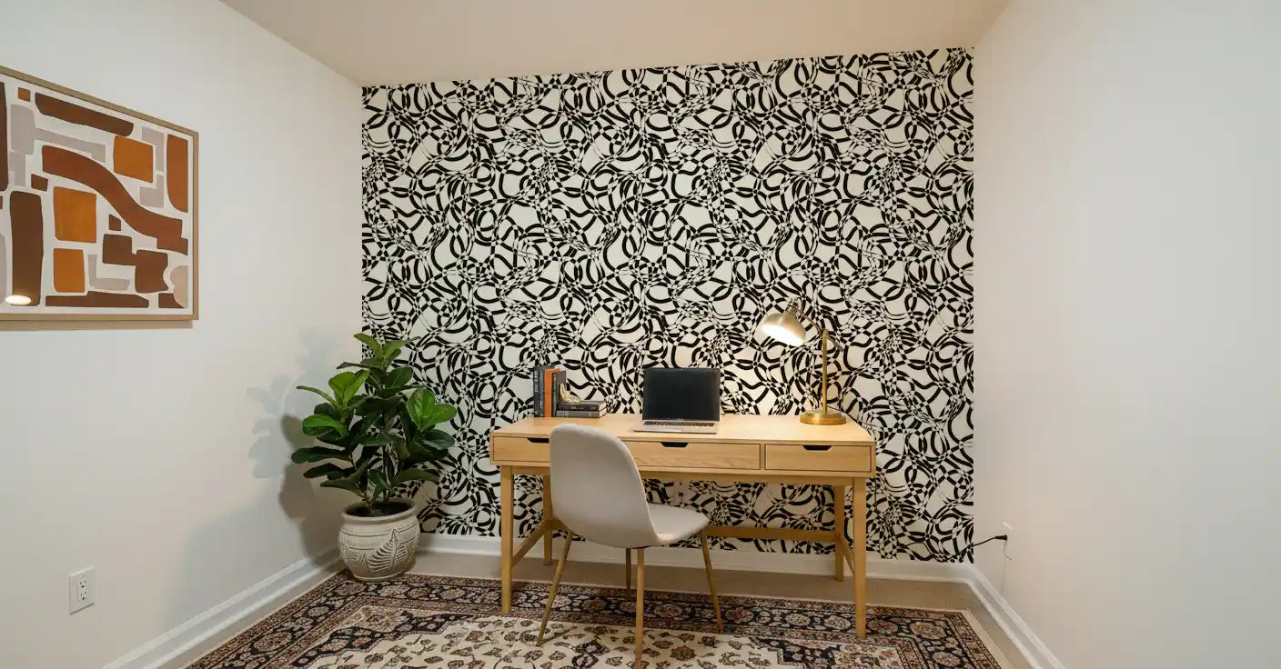 Interwoven Monochromatic Curves Wallpaper⁠
