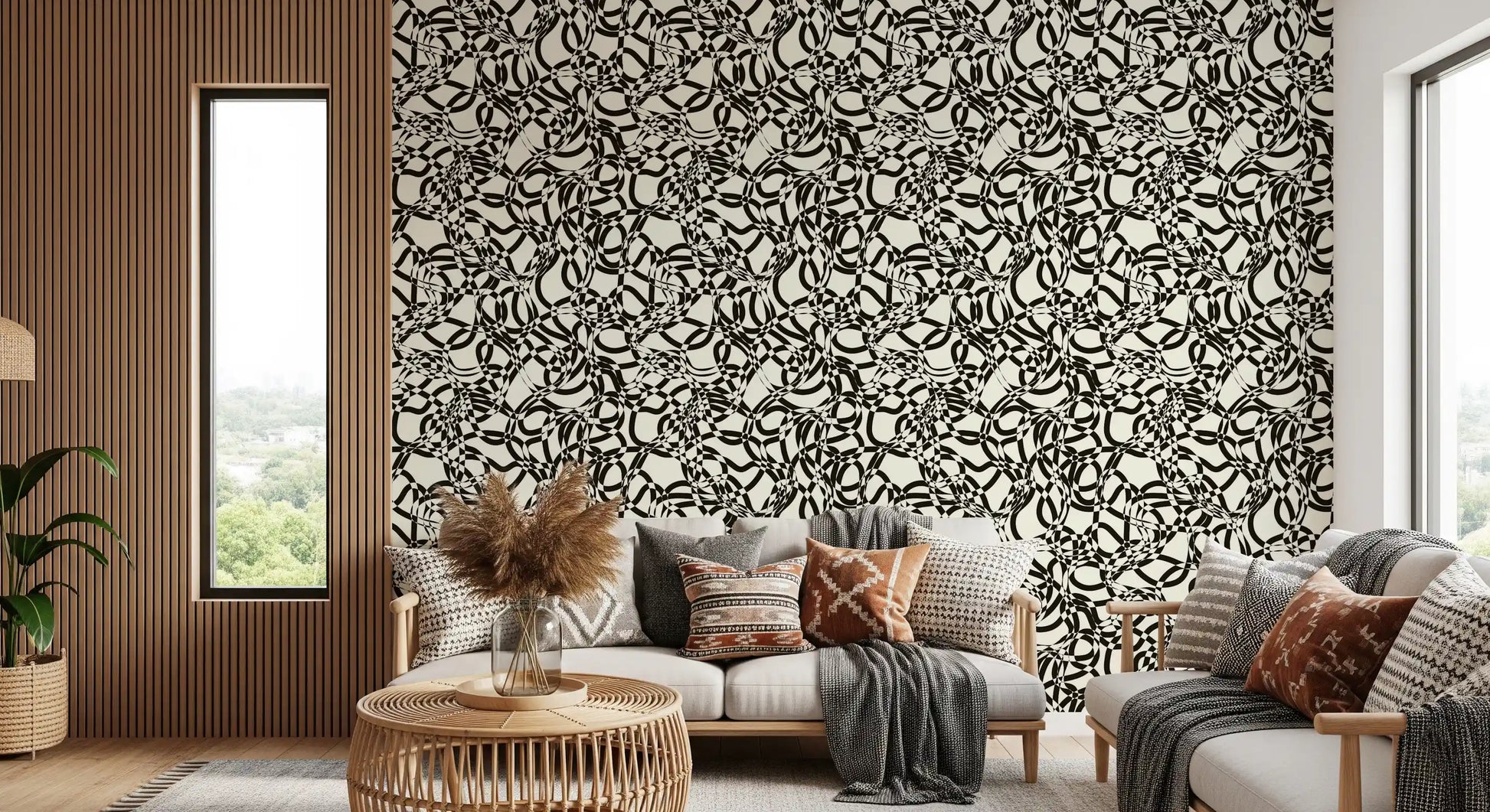Interwoven Monochromatic Curves Wallpaper⁠