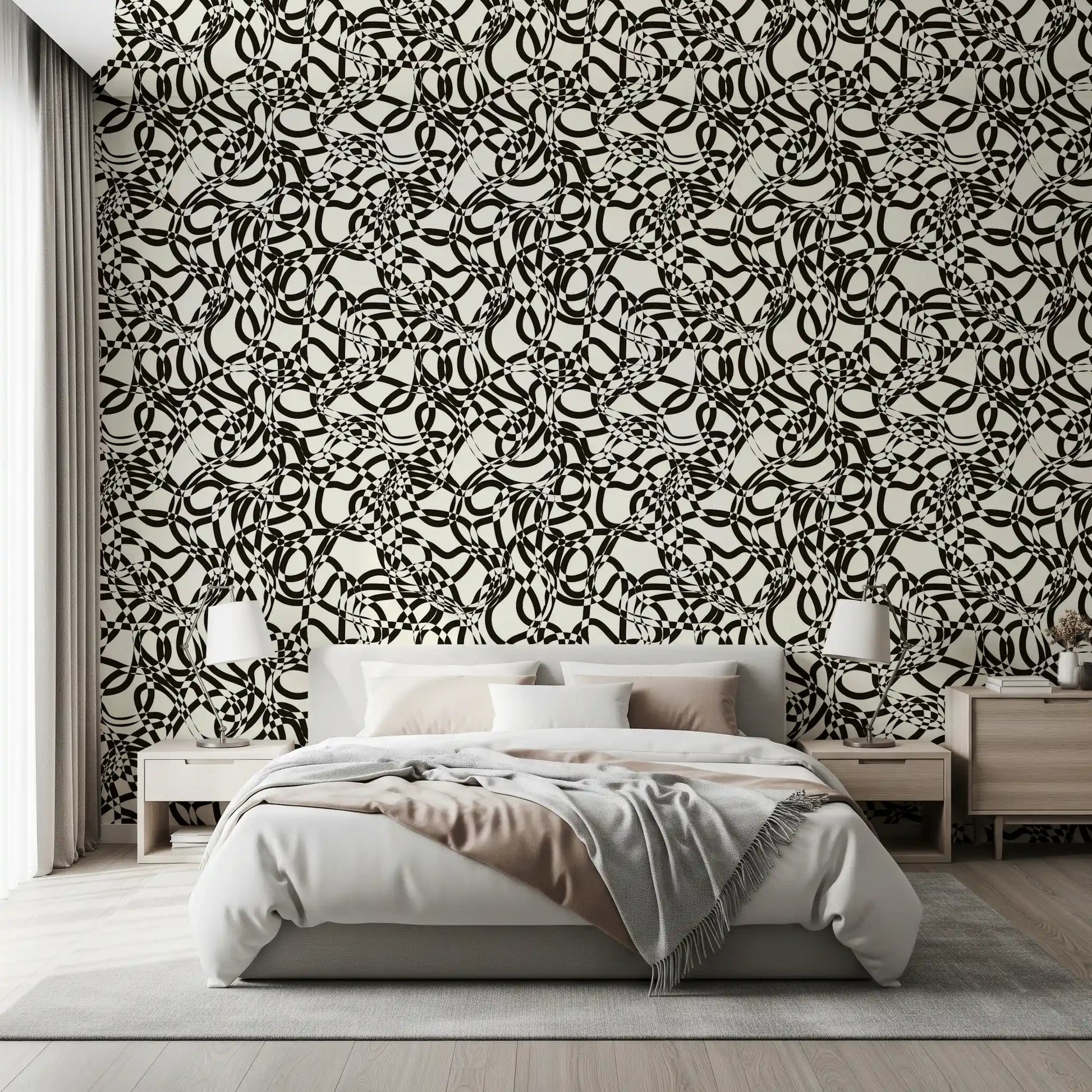 Interwoven Monochromatic Curves Wallpaper⁠
