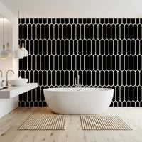 Monochrome Geometric Elongated Hexagon Pattern Wallpaper⁠