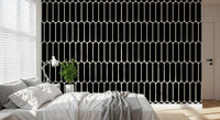 Monochrome Geometric Elongated Hexagon Pattern Wallpaper⁠