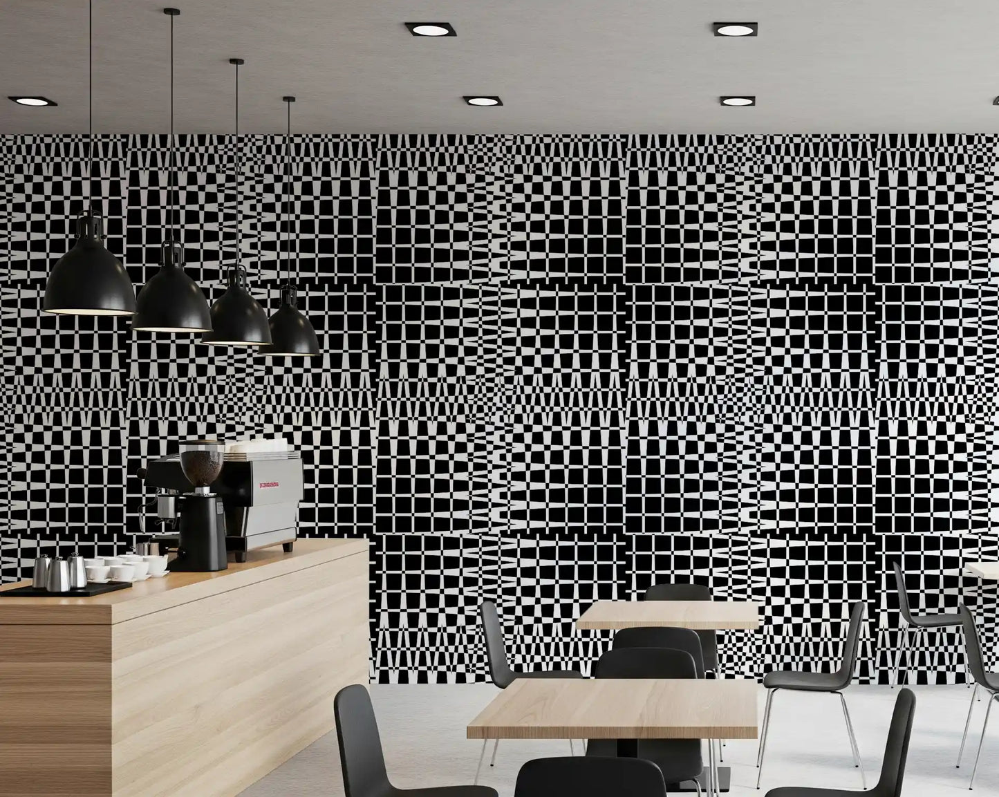 Monochromatic Wavy Grid Wallpaper⁠
