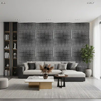 Monochromatic Wavy Grid Wallpaper⁠