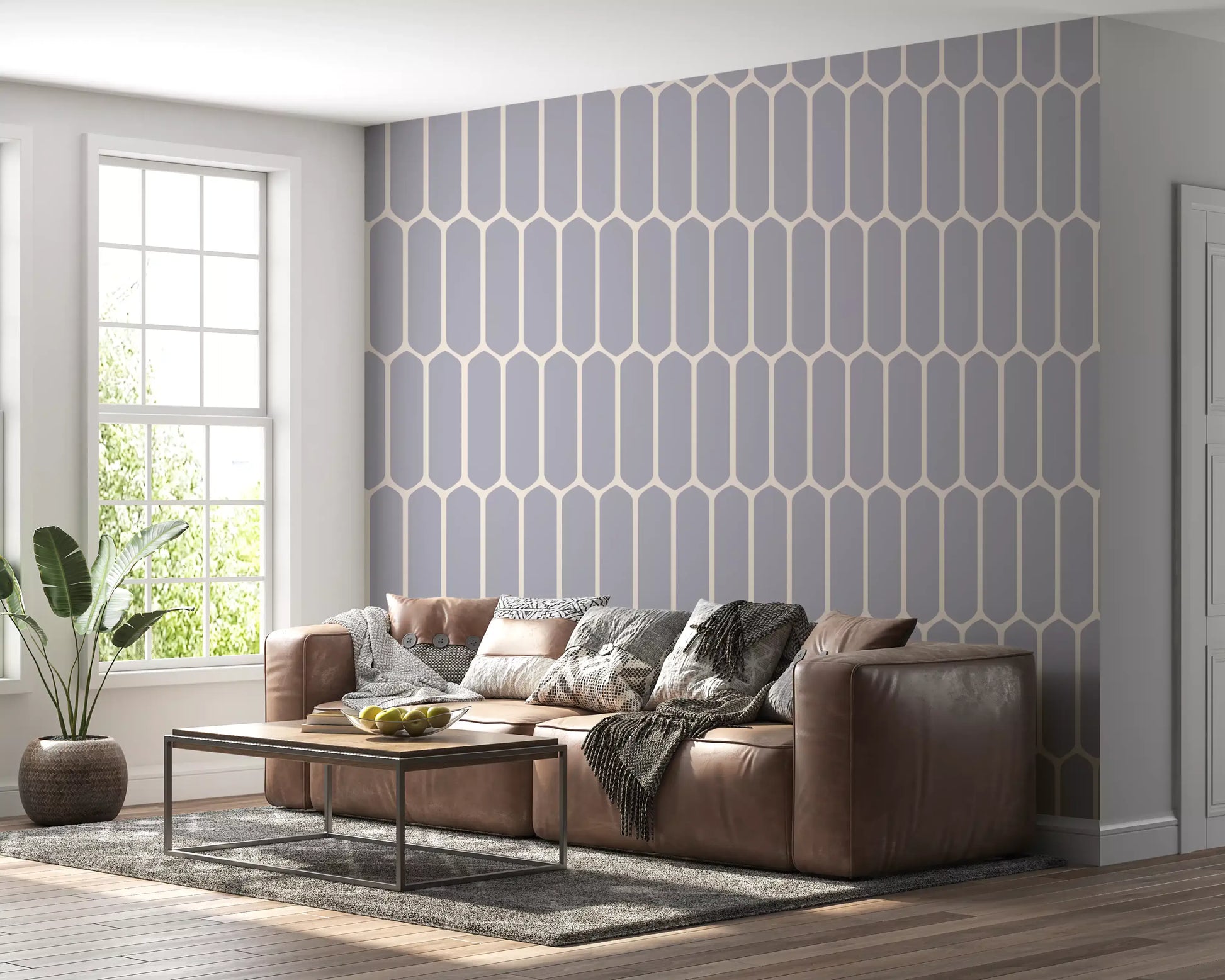 Soft Grey Geometric Arches Wallpaper⁠