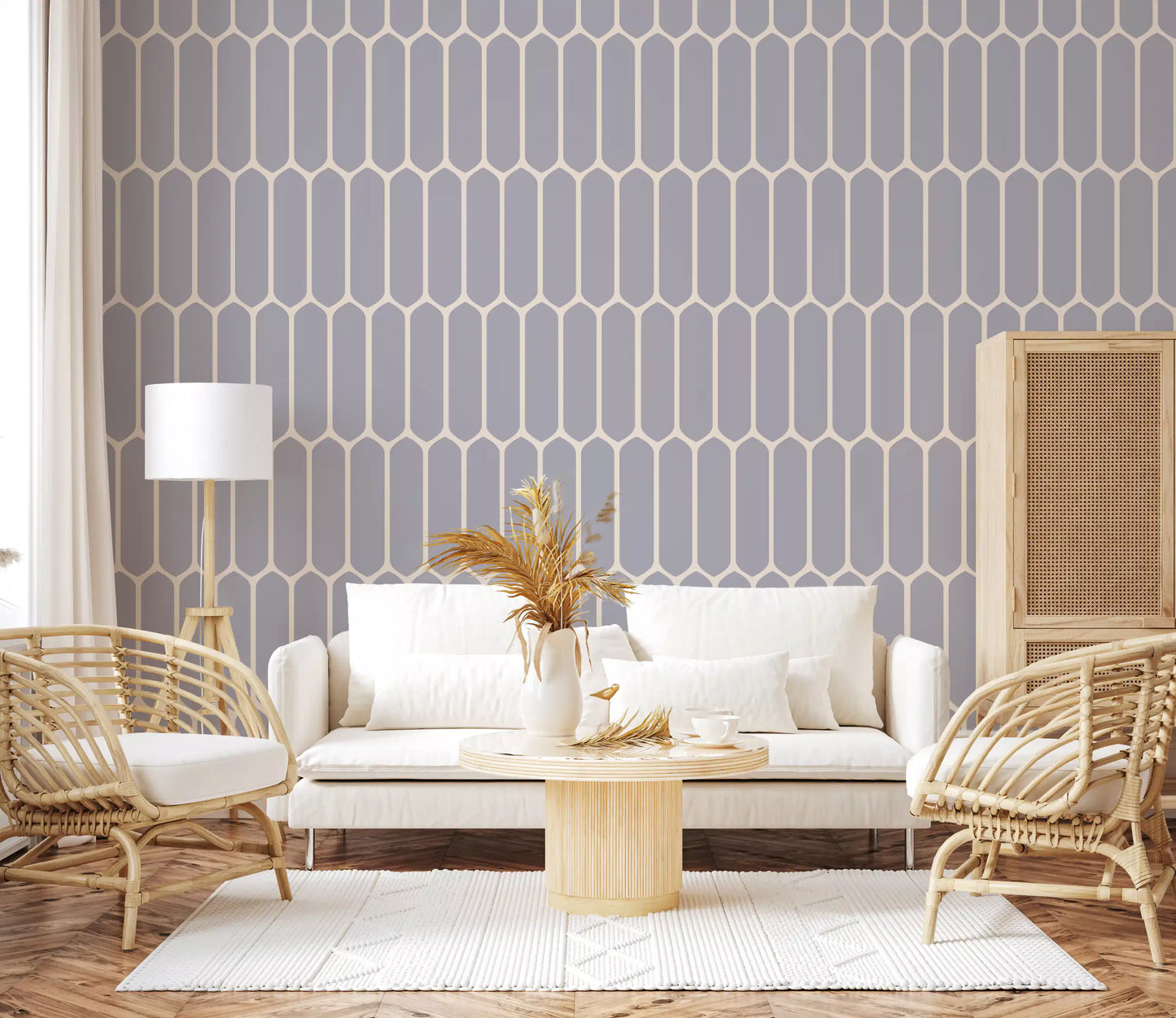 Soft Grey Geometric Arches Wallpaper⁠
