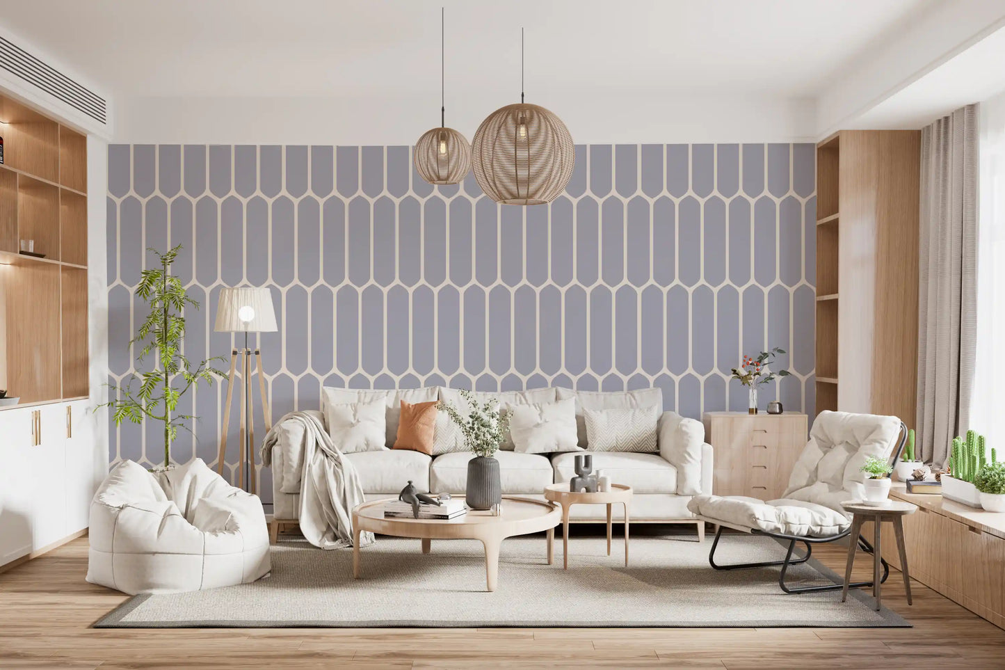 Soft Grey Geometric Arches Wallpaper⁠