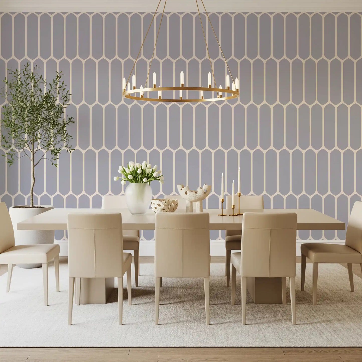 Soft Grey Geometric Arches Wallpaper⁠