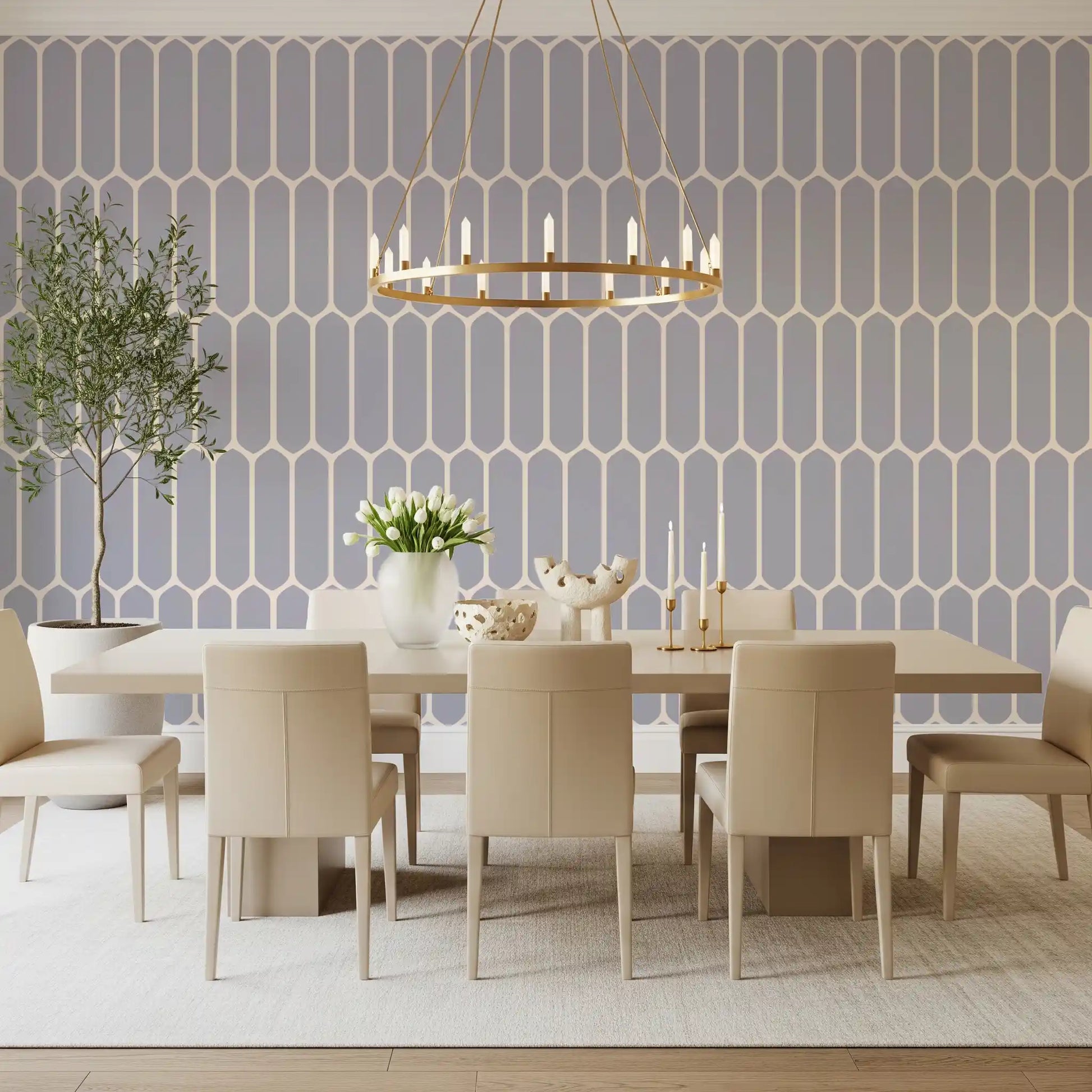 Soft Grey Geometric Arches Wallpaper⁠