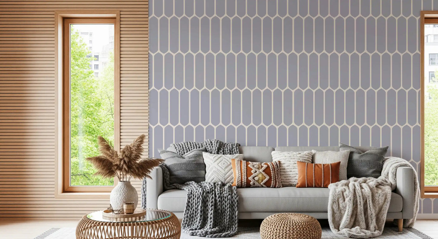 Soft Grey Geometric Arches Wallpaper⁠