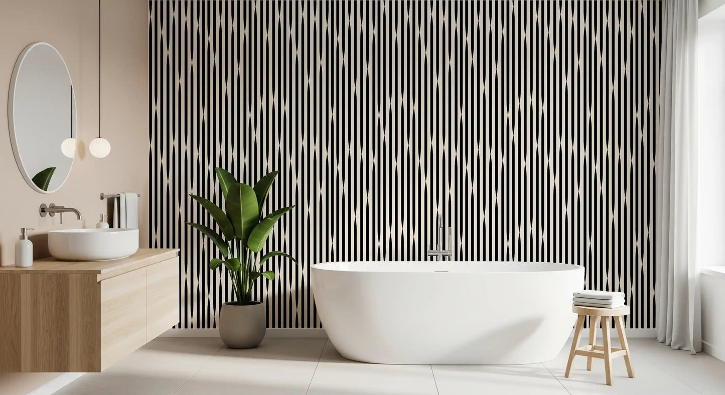 Interlocking Monochromatic Stripes Wallpaper⁠