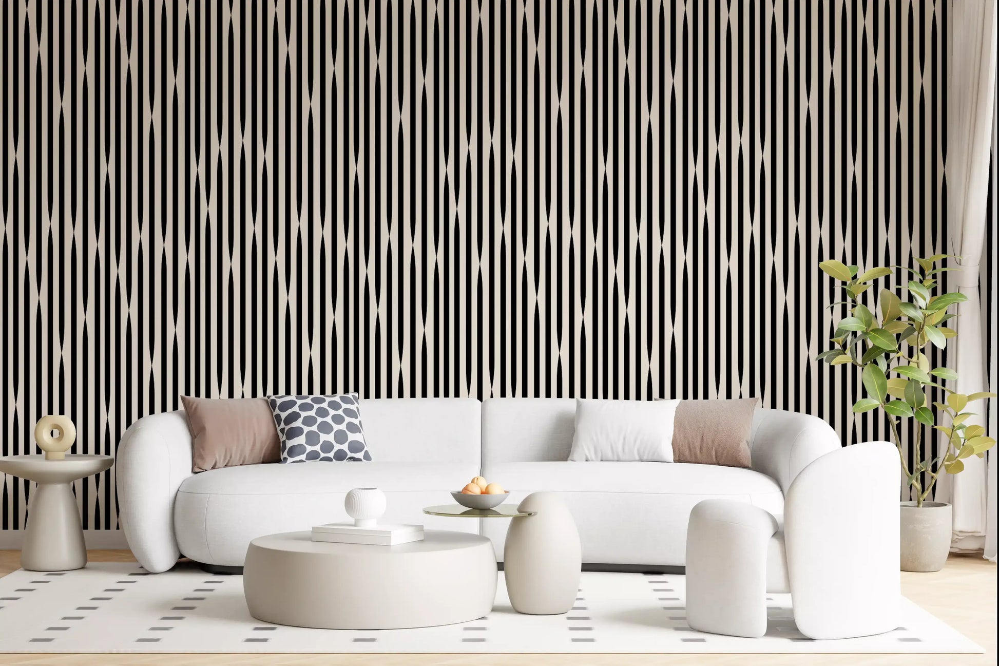 Interlocking Monochromatic Stripes Wallpaper⁠