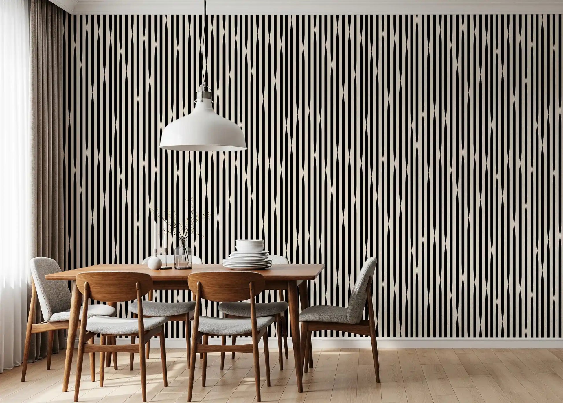 Interlocking Monochromatic Stripes Wallpaper⁠