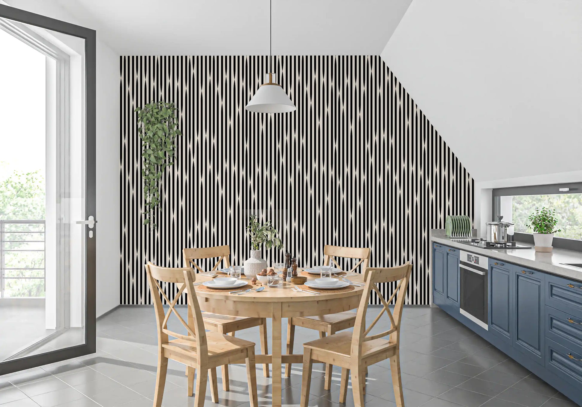 Interlocking Monochromatic Stripes Wallpaper⁠