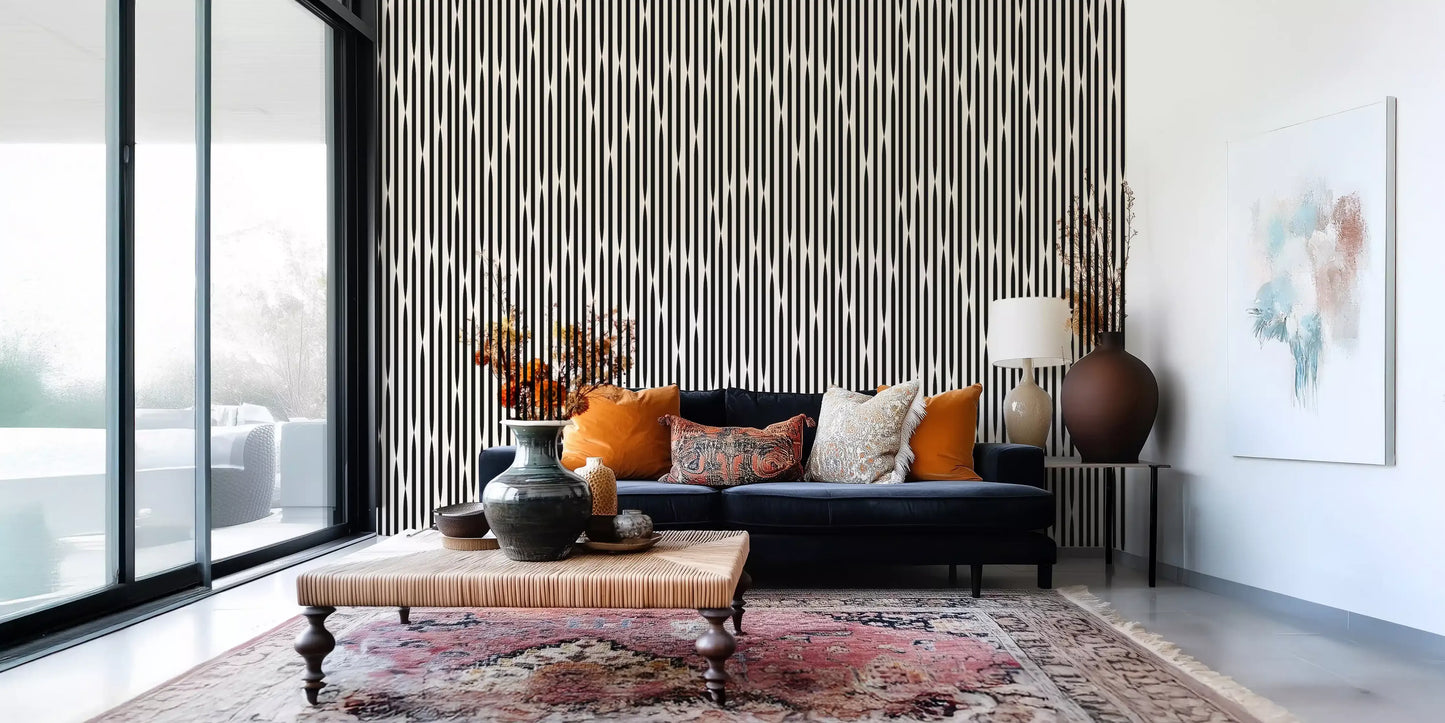 Interlocking Monochromatic Stripes Wallpaper⁠