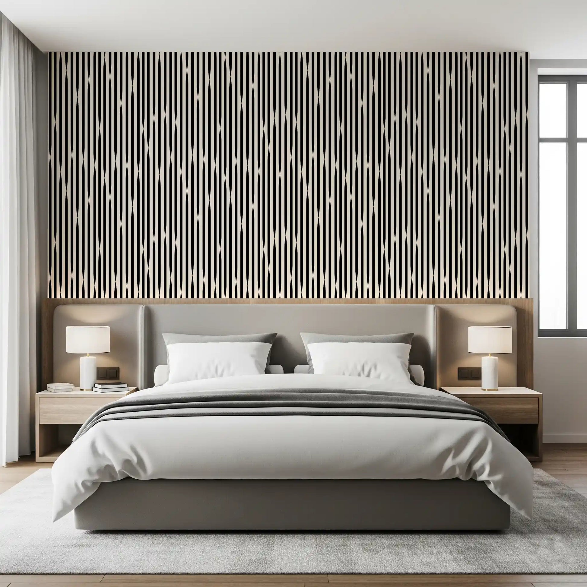 Interlocking Monochromatic Stripes Wallpaper⁠