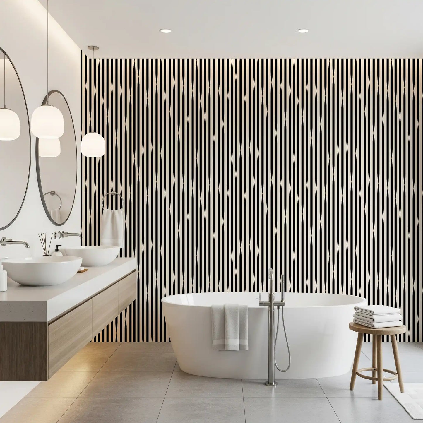 Interlocking Monochromatic Stripes Wallpaper⁠