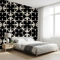 Graphic Monochrome Petal Tile Wallpaper⁠