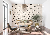 Minimalist Black Leaf Motif Wallpaper⁠