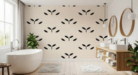 Minimalist Black Leaf Motif Wallpaper⁠